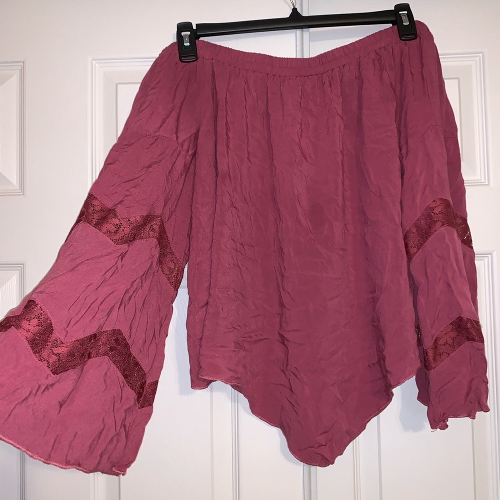 Off the shoulder bell sleeve top